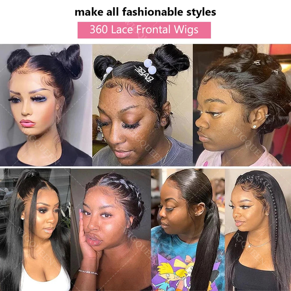 Bone Straight 13x4 Lace Frontal Wig For Women 5x5 Glueless Invisi-Drawstring Black Human Hair Wigs 360 Full Lace Wig Human Hair