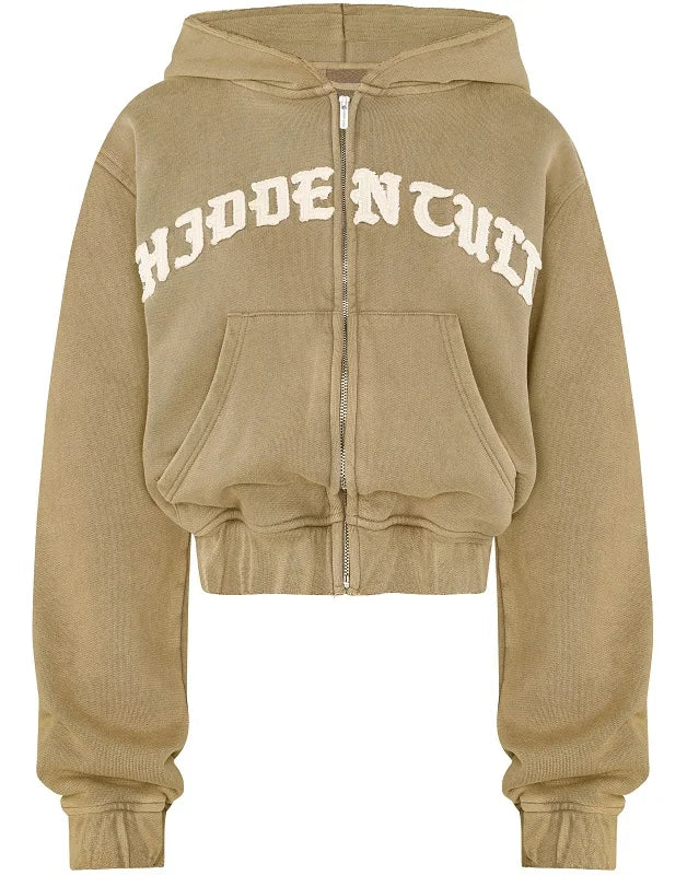 Zipper hoodie Camouflage sweatpants 2-piece set Y2K Women's clothing Goth Alphabet embroidered pullover Sweatshirt casual pants