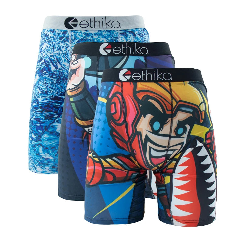 ETHIKA 3Pcs Sexy Men Underwear Boxers Breathable Man Underpants S-3XL Plus Size Mens Trunks Men's Panties Lingeries Boxer Briefs