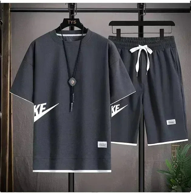 2025 Summer Men's Suit Casual Fashion Sportswear Men's Short-sleeved T-shirt + Sports Shorts Casual Men's Jogging Suit