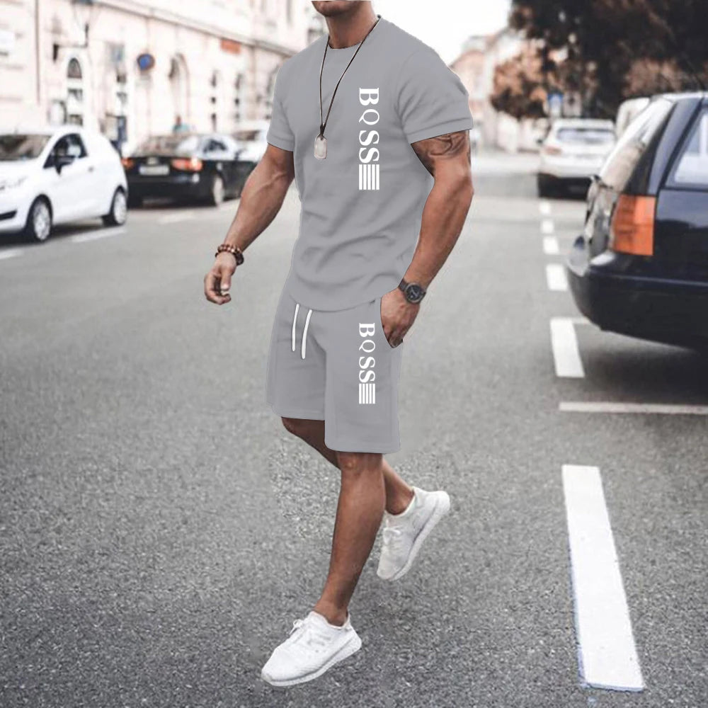 Men Sets 2 Piece Set T shirts Men Sport Set Casual Summer Clothing Y2K Tee Top Joggers Plaid Tshirt Men Shorts Outfit