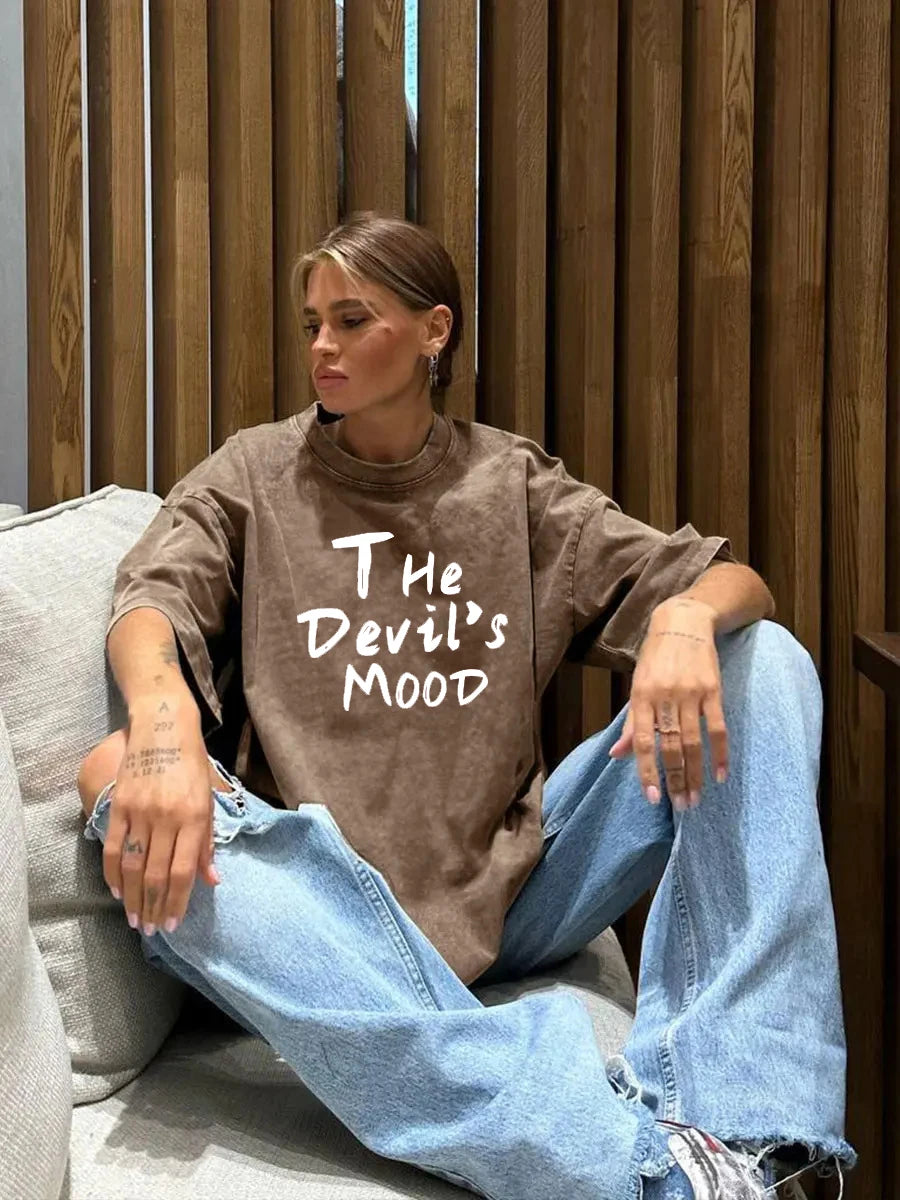 Pink Letter Design Washed T Shirt Women Vintage Cotton T-shirts Streetwear Soft Mineral Tees Girl Loose Female Tee Tops Y2k