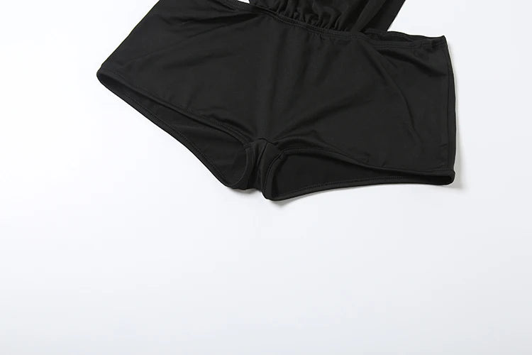 Hollow Patchwork Ruched Playsuit — Women's Clubwear Romper