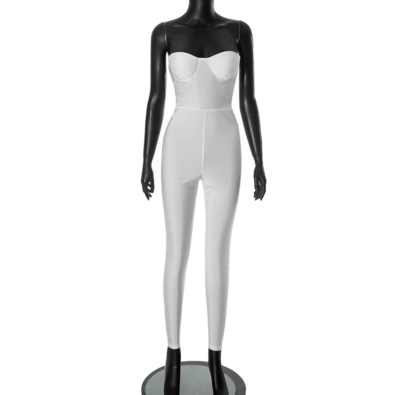 Weird Puss  Fitness Strapless Jumpsuits Women Sexy Body-Shaping Backless Sleeveless Solid Skinny Sporty Classic Trend Overalls