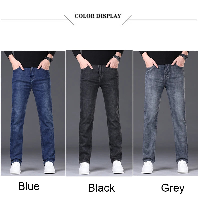 2024 Spring/Summer Men's Comfortable and Versatile Breathable Slim fit denim pants in three colors: straight leg thin pants