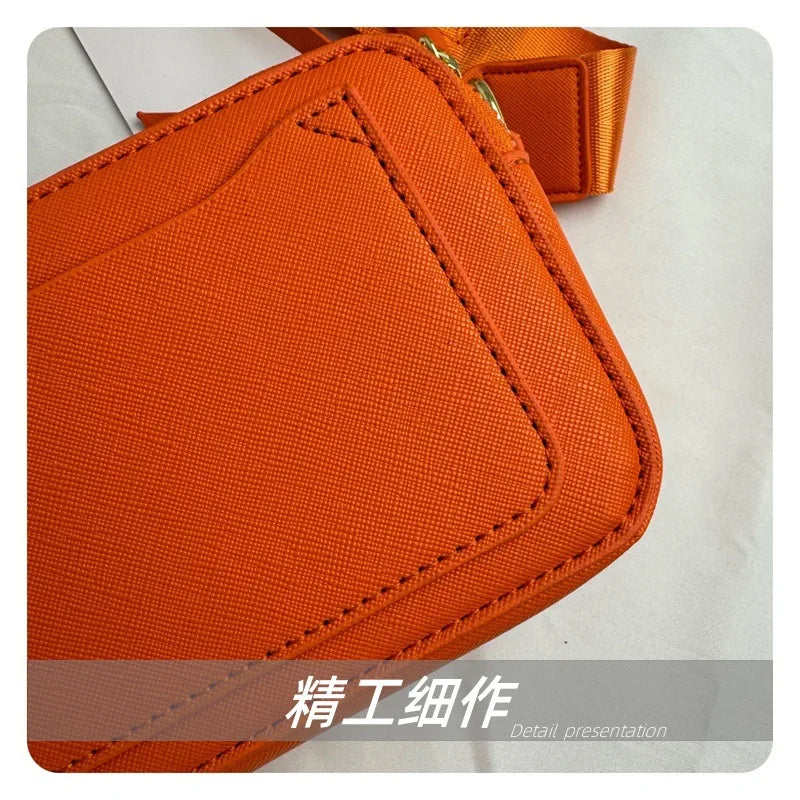 2024 Spring/Summer New Fashion Camera Bag with Wide Shoulder Strap, Lettering, Small Square Bag, Crossbody Bag