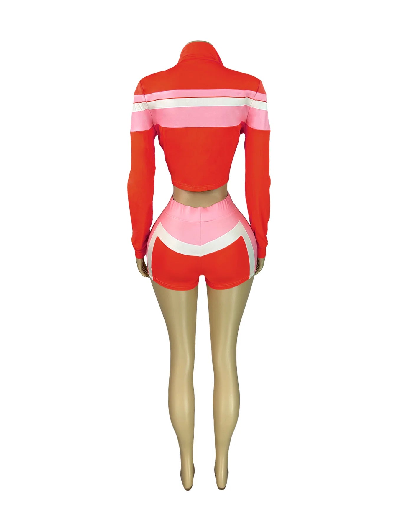 Weird Puss Colorful Print 3 Piece Set Women Tracksuit Casual Zip Crop Tops+Bra+Shirring Shorts Matching Street Stretch Outfits