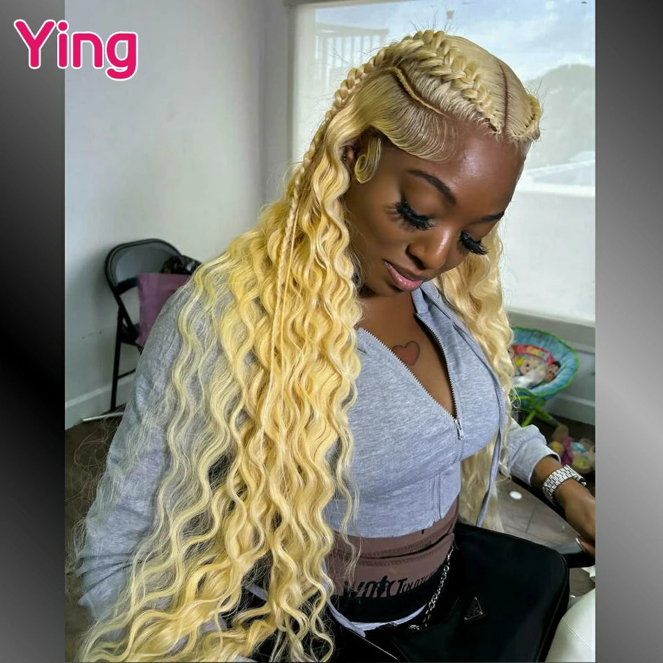 Fluorescent Green Colored 200% Deep Wave 13x6 Lace Front Human Hair Wigs PrePlucked With Baby Hair 5x5 Lace Closure Wigs