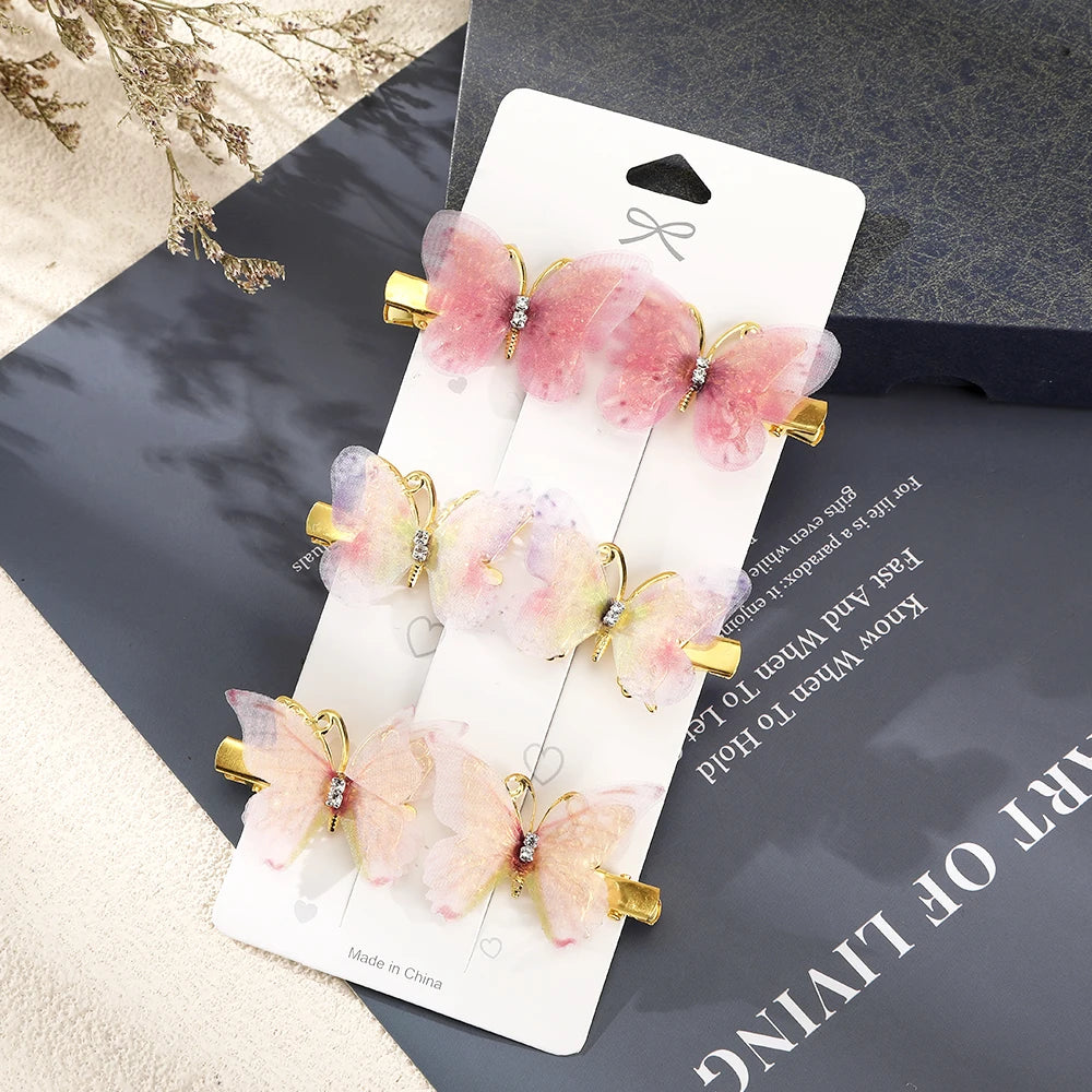 Butterfly Hairpins New Korean Yarn Elegant Metal Tassel Long Hair Clips For Women Hanfu Antique Party Hair Accessories