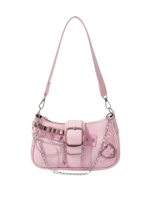 Lightweight PU Leather Shoulder Bag with Chain Strap Women's Casual Underarm Purse For Commuting And Social Gatherings