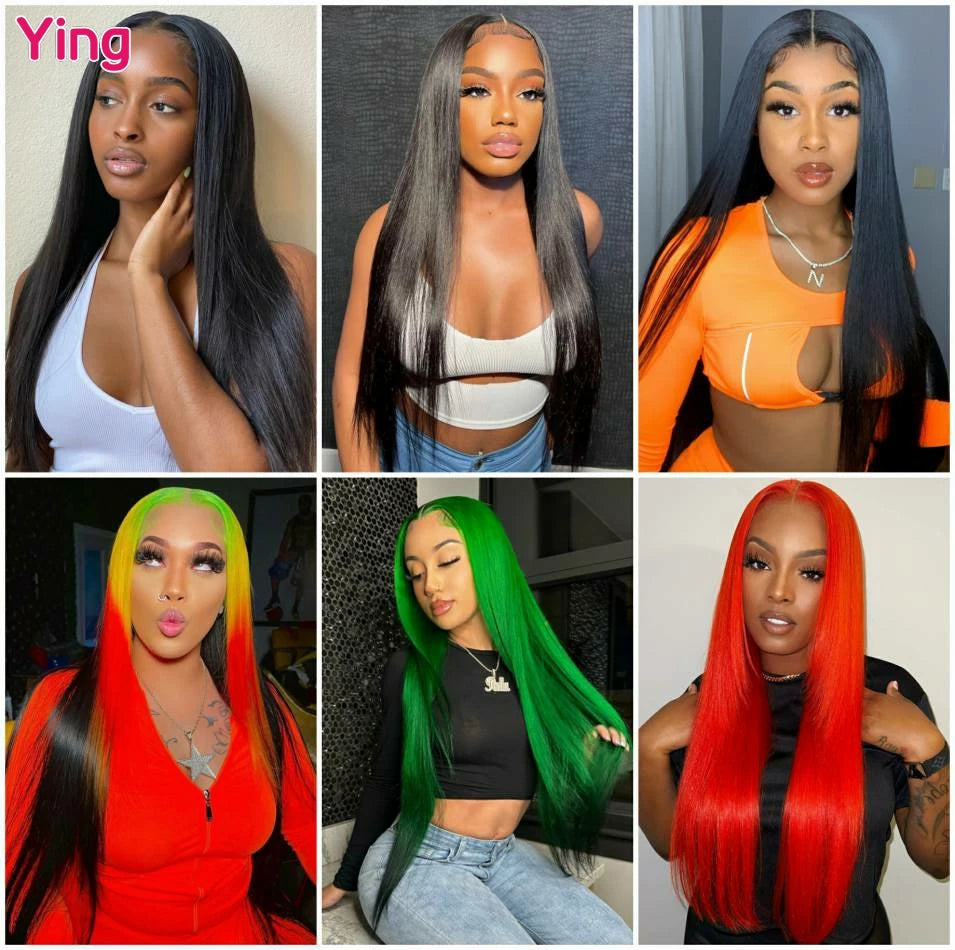 Highlight Emerald Green Colored 200% Bone Straight 13x4 13x6 Lace Frontal Wigs Human Hair PrePlucked 5x5 Closure Wigs For Women