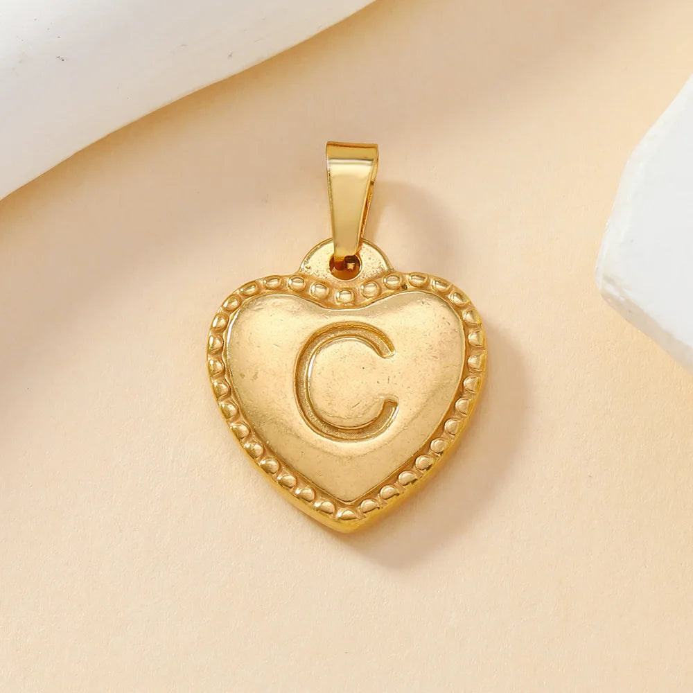 316L Stainless Steel Initial Necklace Letter Heart Pendant Chain For Women Name Jewelry Accessories