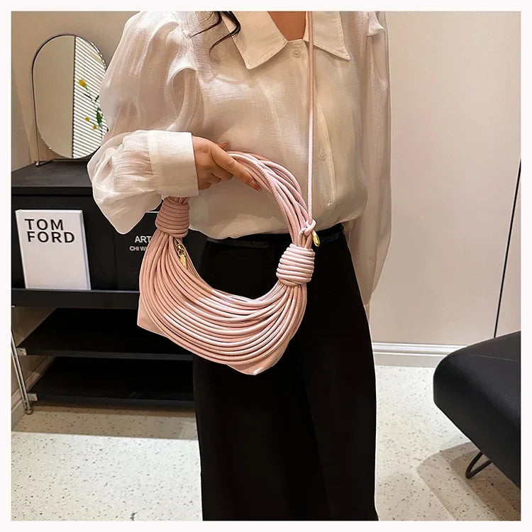 2025 Trendy! Women's Multicolored Woven Knot Handbag - Stylish Crossbody/Top Handle Bag | High-End Texture for Streetwear