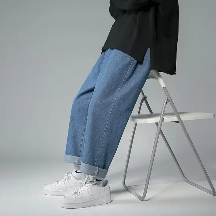 Boyfriend Vintage Fashion Straight Casual Loose Denim Cargo Pants Men Designer Prints Star denim pants Streetwear Loose Wide Leg Jeans