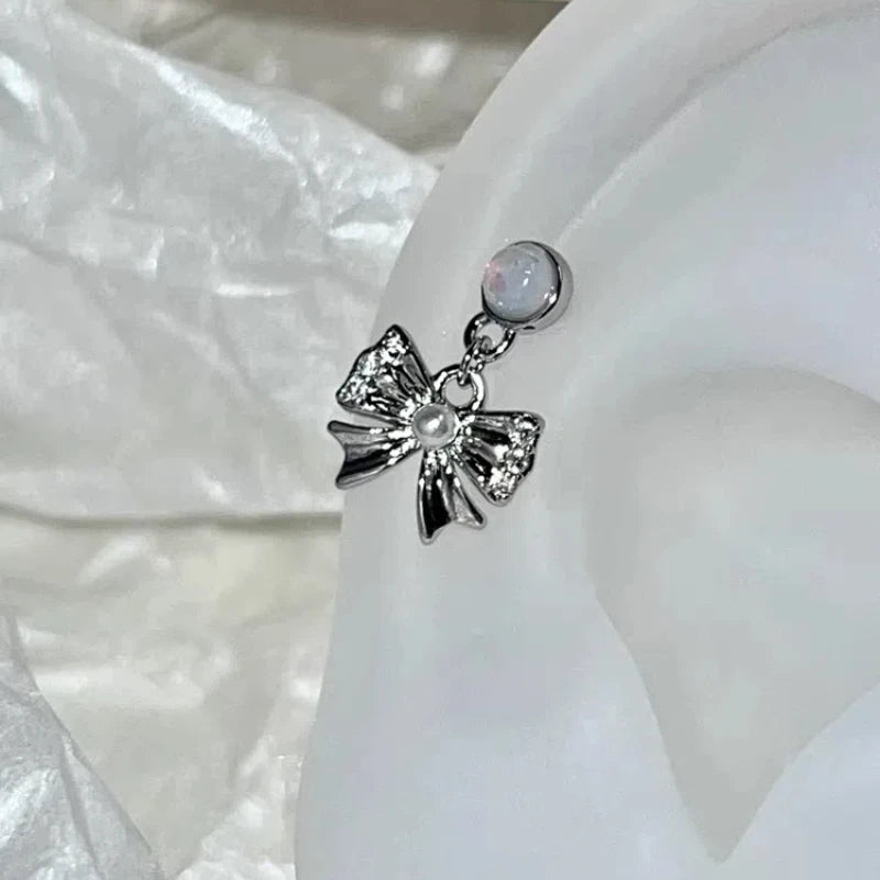 1pcs Quality Love Star Zircon 316L Stainless Steel Ear Bone Nail Y2K Silver Color Earring for Women Cochlear Accessorie