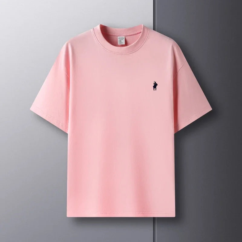 100% pure cotton short sleeve round neck men's T-shirt hot selling luxury brand summer exquisite pony embroidery breathable top
