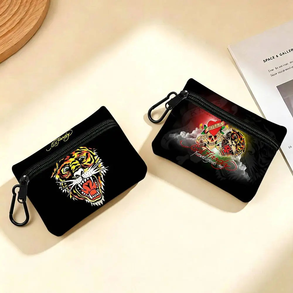 Fashion Brand E-Ed H-Hardy Oxford Fabric Mini Coin Wallet Smooth Zipper Hanging Design Multi-use Small Storage Bag For Travel