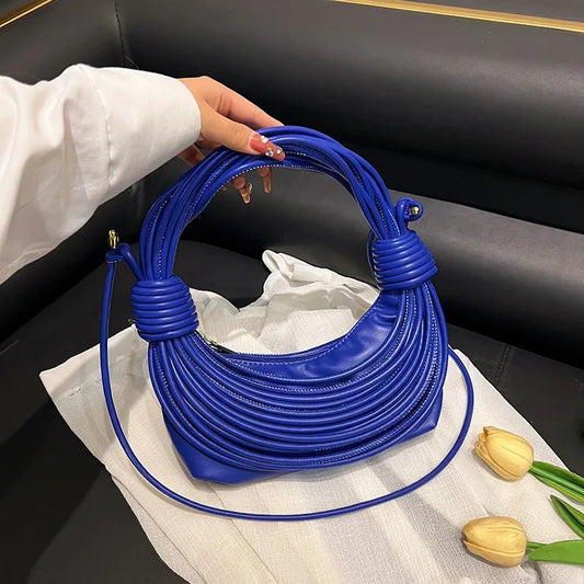 2025 Trendy! Women's Multicolored Woven Knot Handbag - Stylish Crossbody/Top Handle Bag | High-End Texture for Streetwear