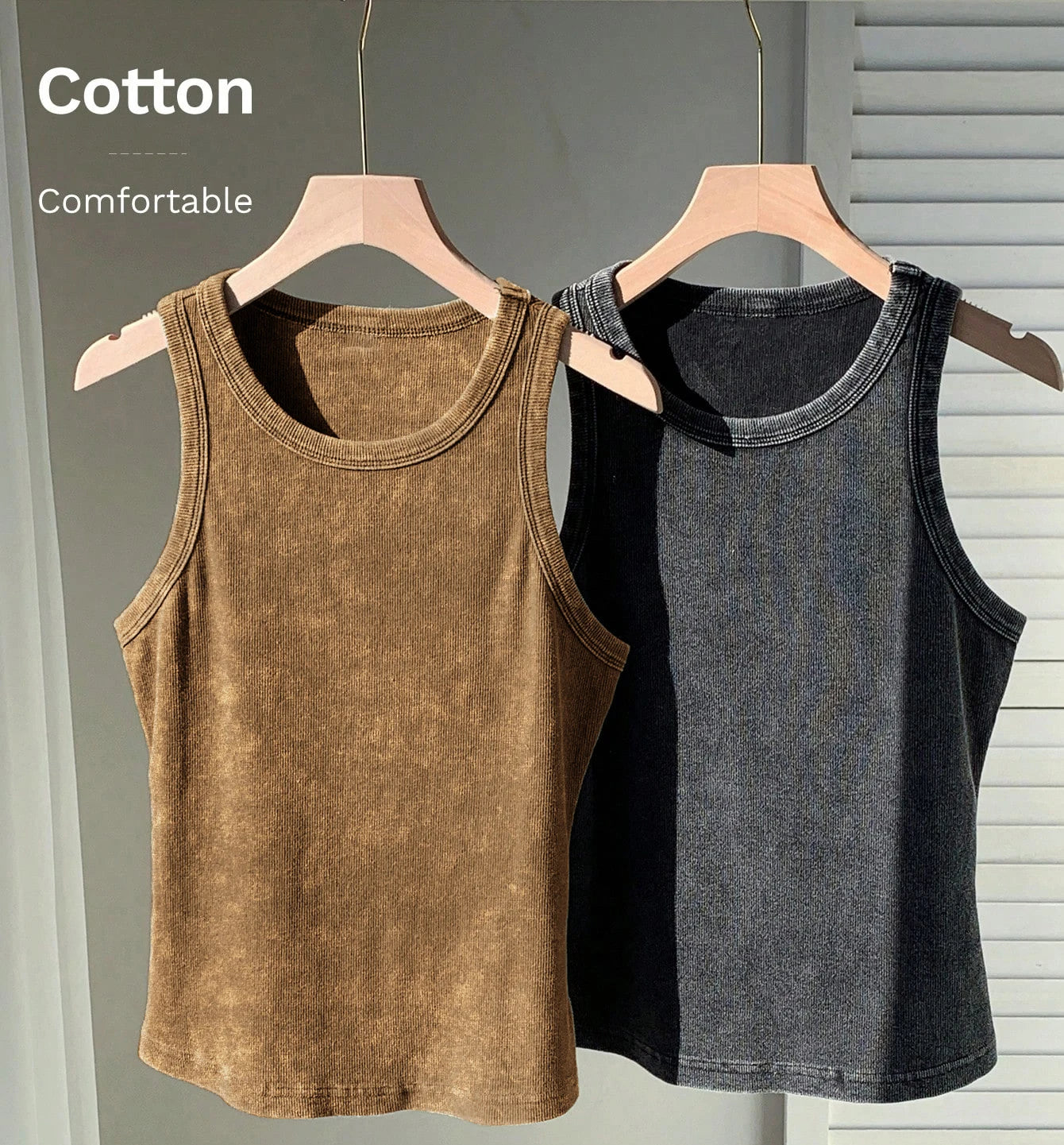 2PCS 100% Cotton Solid Color Washed Vest Womens Summer Casual Tank Top Y2K Sleeveless Clothes Soft Comfortable Sportswear