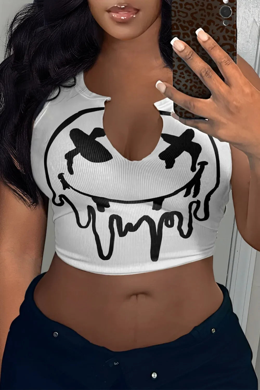 HLJ&GG 2024 INS Fashion Y2k T Shirts Letter Print Crop Tops Girls Streetwear Short Sleeve Slim-fit V-neck Tees T Shirt White New