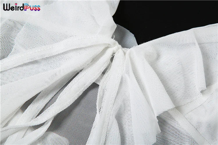 Weird Puss Blossoms Tank Tops Women Ruffles Y2K Summer Trend Sexy V-Neck Irregular Tassel Halter Backless Wild Street Camisole