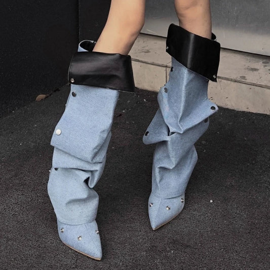 2025 Winter Sexy Pointed Toe Women's Knee-High Boots New Fashion Ladies High Heels Comfortable Warm Over-the-Knee High Boots
