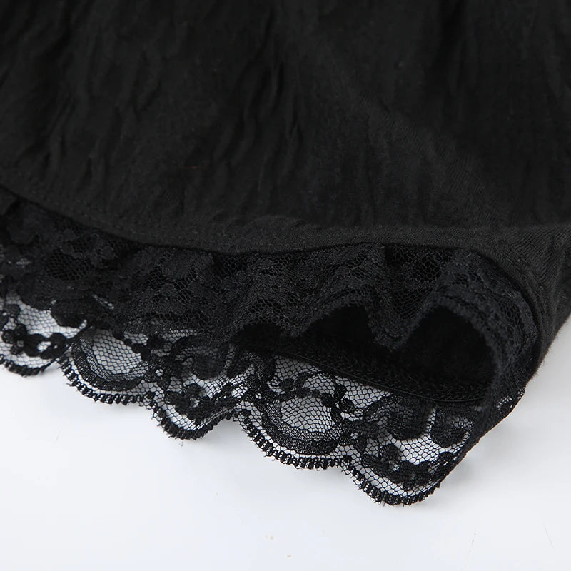Darlingaga Gothic Y2K Lace Trim Mini Skirt Harajuku Vintage Tie Up Bow Dark Academia Sexy Women Skirts Hottie A-Line Grunge New