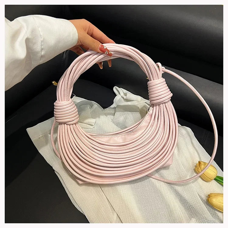 2025 Trendy! Women's Multicolored Woven Knot Handbag - Stylish Crossbody/Top Handle Bag | High-End Texture for Streetwear