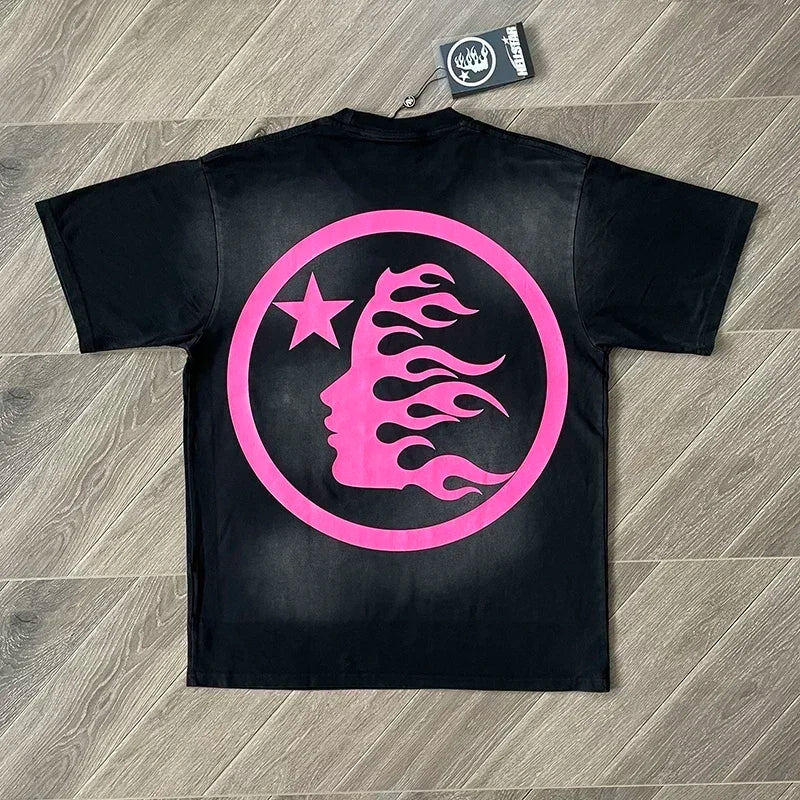 HS Gel Sport Logo Cotton wash short sleeve T-shirt European and American fashion