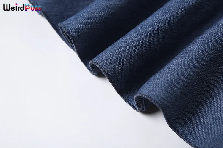 Weird Puss Fake jeans Strapless Sexy Dress Women Summer Trend Skinny Hipster Fashion Concert Birthday Party Clubwear Y2K Bodycon