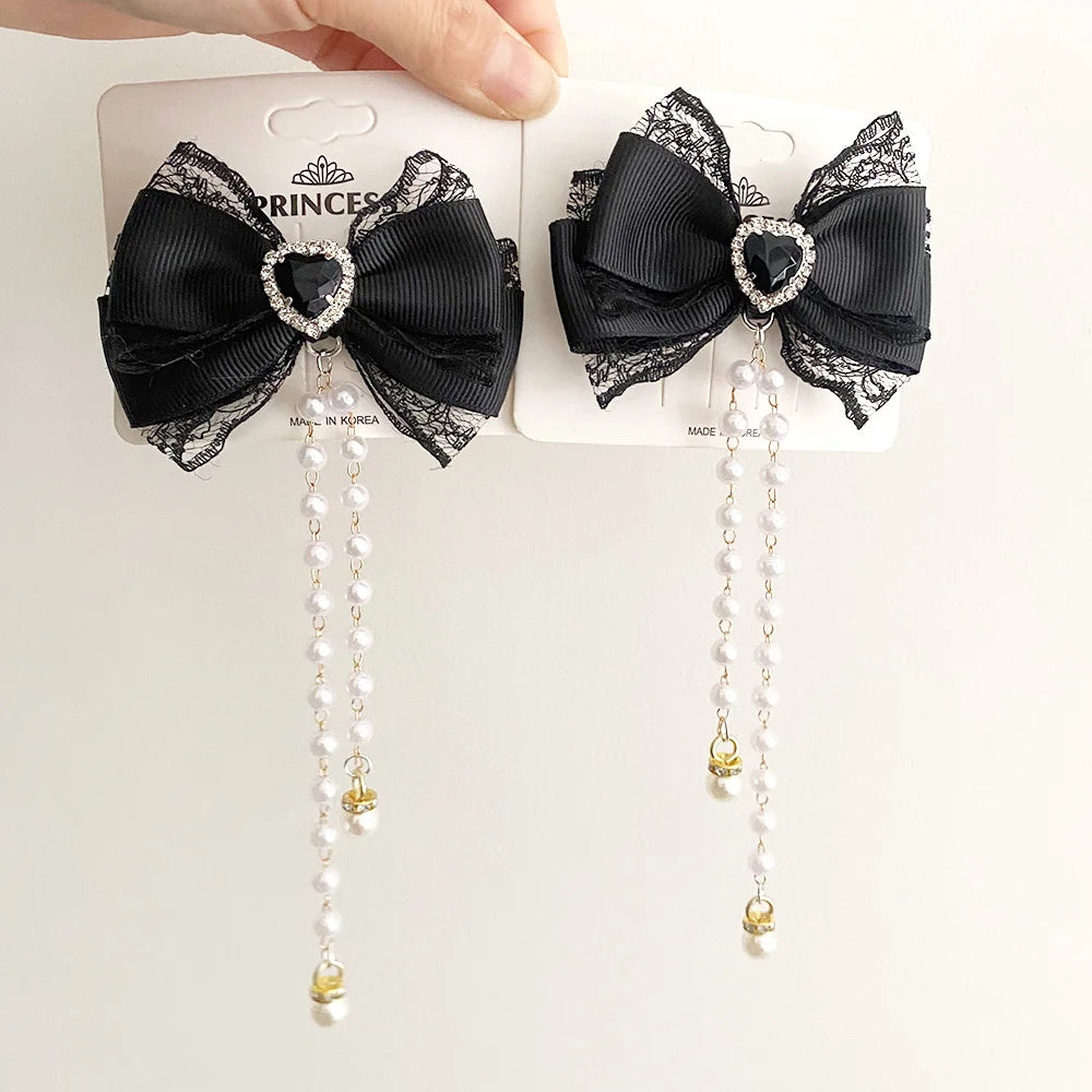 [1pair] Lolita cosplay Girl hairpin Bow barrette cute hair accessories japanese aesthetic hair clips y2k cute items for girls