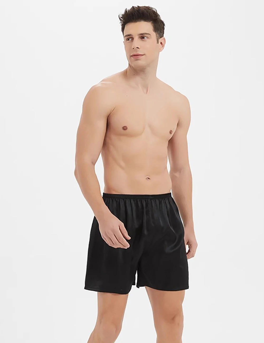 Mens Boxer Shorts Pajama Pants 19mm Mulberry Silk Sleepwear Lounge Underwear Beach Shorts with Elastic Waistband L-6XL
