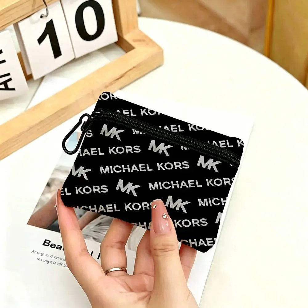 M-Michaels-Fashion-Kors Portable Oxford Fabric Mini Wallet Carabiner Design Small Coin Bag For Cards Keys Earphones