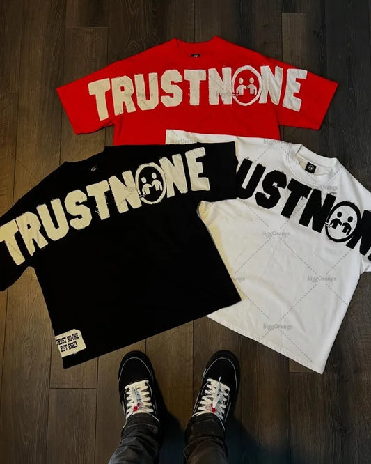 American Personalized Letter Pattern Pure Cotton Punk Casual T-shirt Men Street Hip-hop Retro Y2K Harajuku Fashion Loose Top