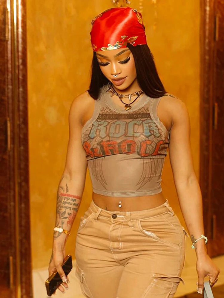 Weird Puss Seyx Hottie Crop Tees Women Summer Fashion Letter Print O-Neck Skinny Elastic Night Club Party Streetwear Tank Tops