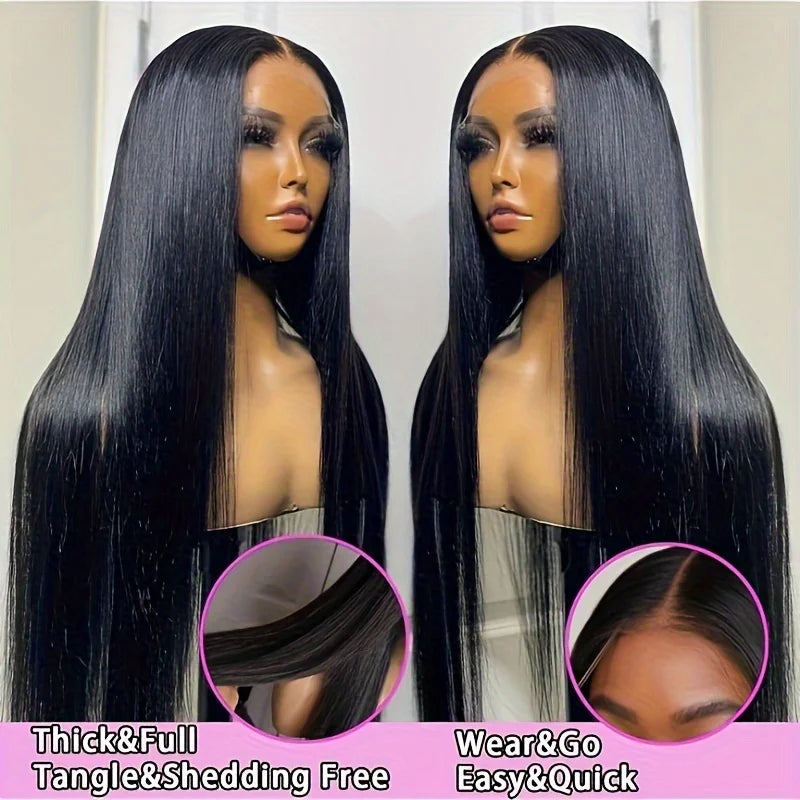 Bone Straight 13x4 Lace Frontal Wig For Women 5x5 Glueless Invisi-Drawstring Black Human Hair Wigs 360 Full Lace Wig Human Hair