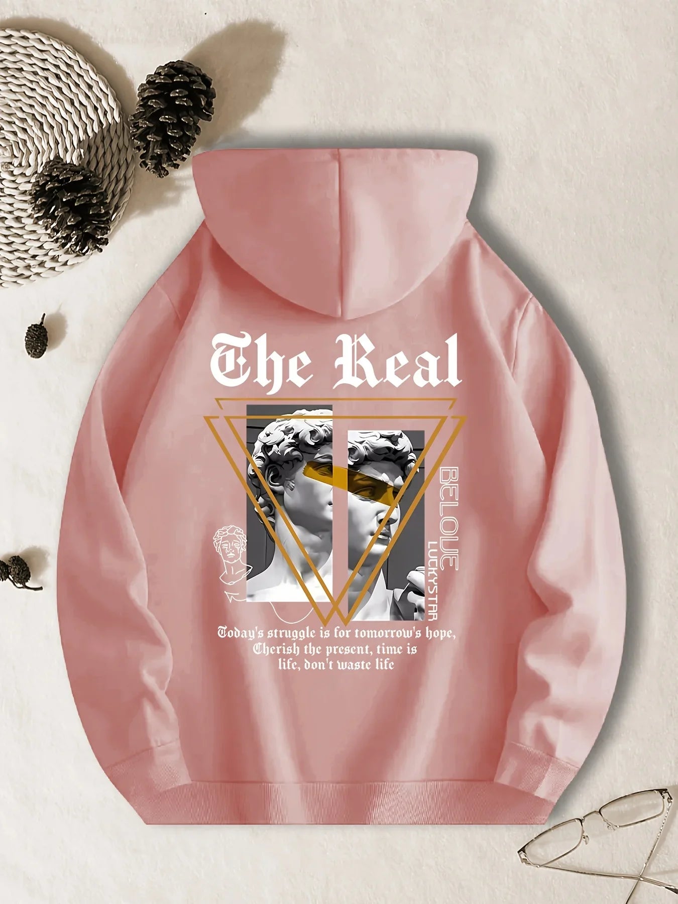 Men's Casual Hoodie Geometric Pattern Polyester Fiber Relaxed Fit Machine Washable Fashion Female Streetwear Long Sleeve Clothes