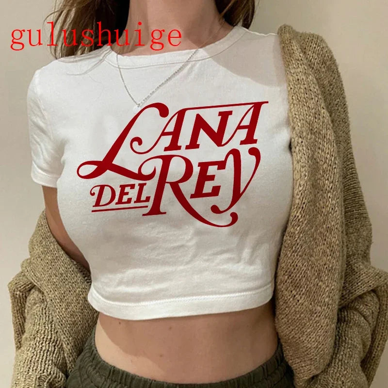 Crop Top Lana Del Rey Ldr Sailing Graphics T Shirt Cropped Harajuku Women Vintage Short-Sleeve T-Shirt Streetwear Female Tshirt