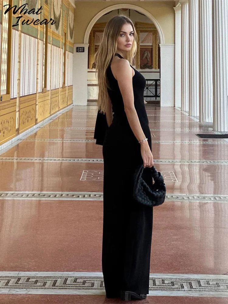 Weird Puss One-Shoulder Dress Woman Summer Sexy Solid Elegant Knot Bandage Sleeveless Bodyshape Simple Party Skinny Vestidos