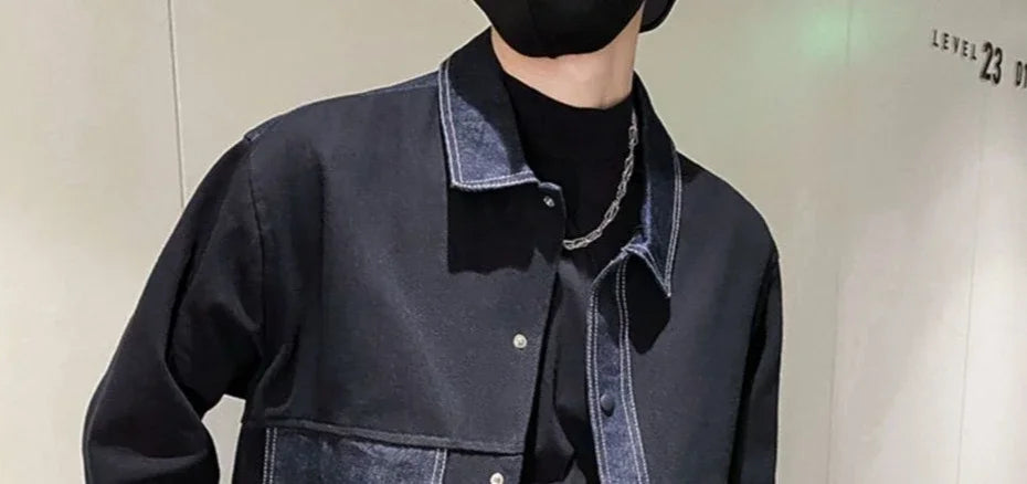 V-neck Button Denim Jackets Man Casual Vintage Outwear Designer Y2k Elatic In Lowest Price Low High Quality Cowboy Coat for Men