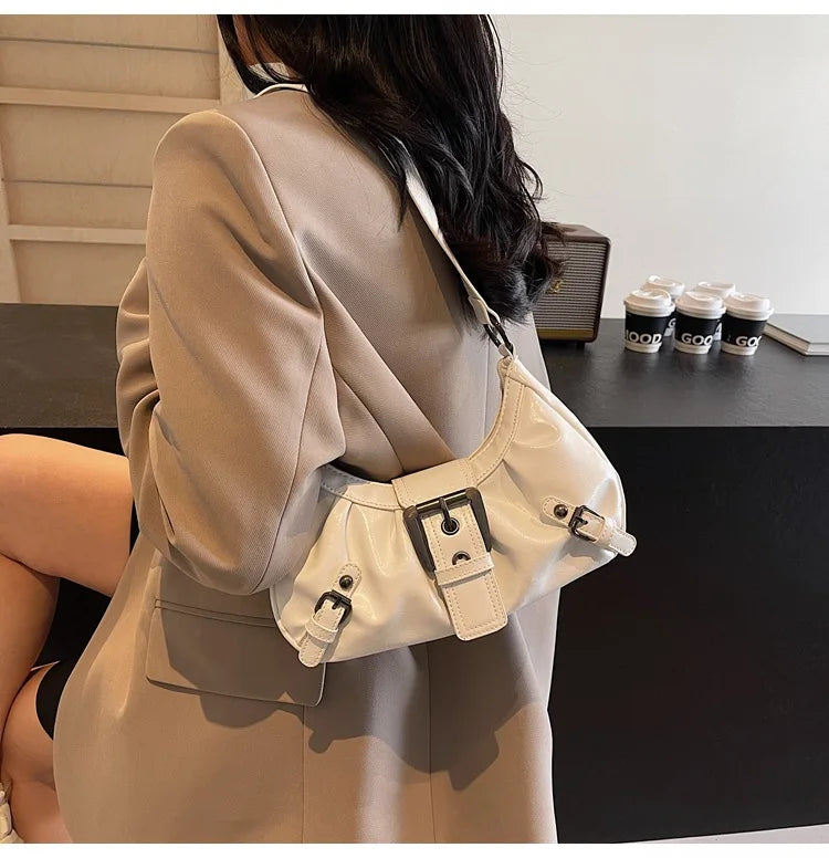 Y2K Retro Pleated Hobo Shoulder Bag for Women Hot Selling Maillard Style Underarm Bag Clutch Handbags for Travel Work Shopping