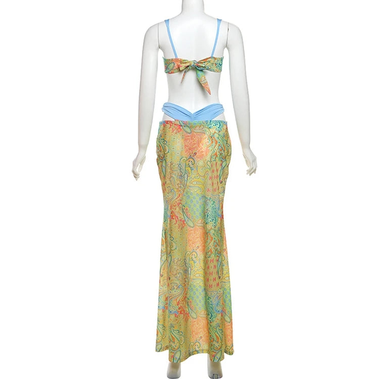 STYLISH LADY Contrast Color Printed 3 Piece Set Women Bikinis and Cover Up Skirt Suits 2025 Summer Holiday Beach Swim Outfits