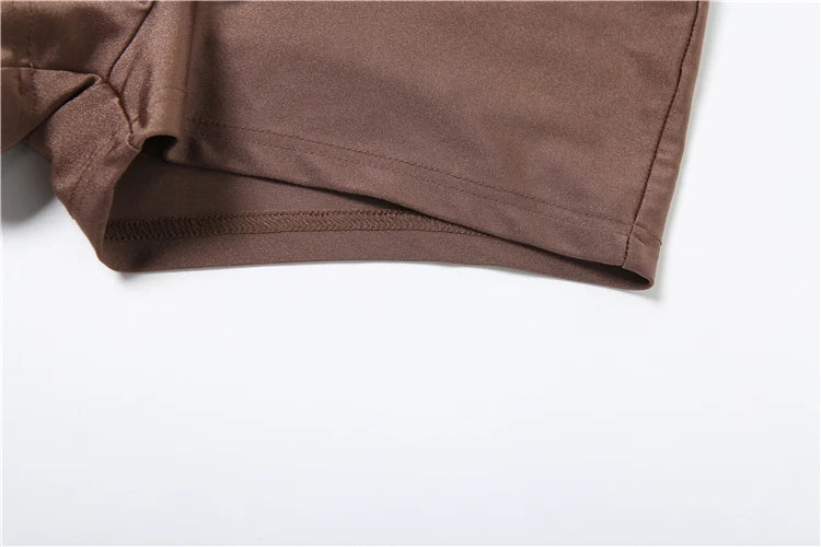 Weird Puss Sexy 2 Piece Set Women 2025 Summer Halter Backless Lace Swing Collar Crop Top+Shorts Matching The Banquet Outfits