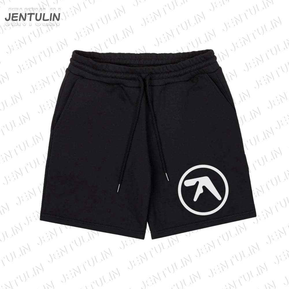Punk Aphex Twin Print Shorts Oversize Hip Hop Men Streetwear Harajuku Clothes Goth Rock Kpop Drawstring Shorts Y2k Korean Unisex