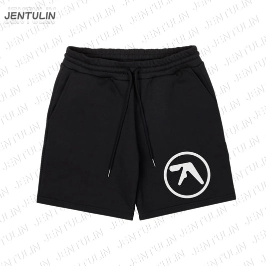 Punk Aphex Twin Print Shorts Oversize Hip Hop Men Streetwear Harajuku Clothes Goth Rock Kpop Drawstring Shorts Y2k Korean Unisex