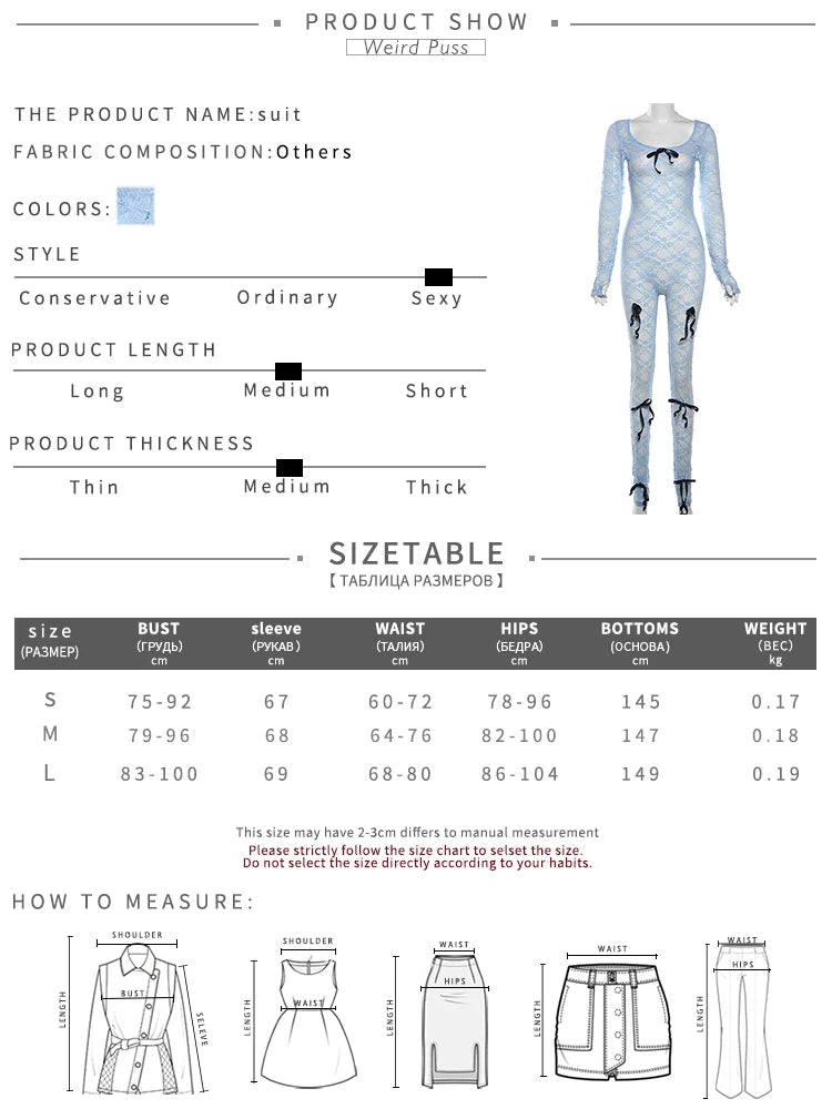 Weird Puss See Through Jumpsuit Sexy Women Summer Fashion Coquette Low-Neck Midnight Clubwear Skinny Elastic Workout Overalls