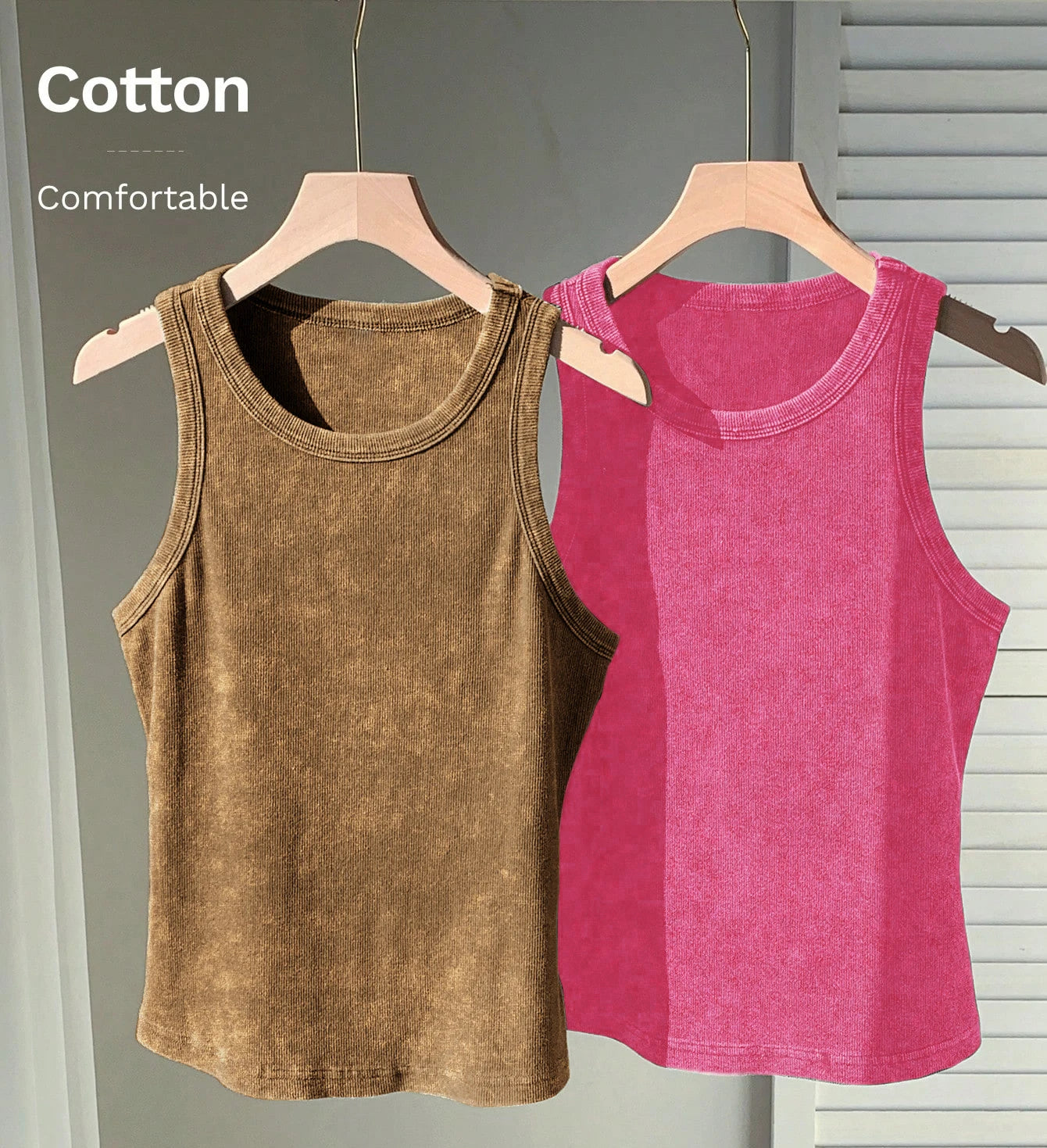 2PCS 100% Cotton Solid Color Washed Vest Womens Summer Casual Tank Top Y2K Sleeveless Clothes Soft Comfortable Sportswear