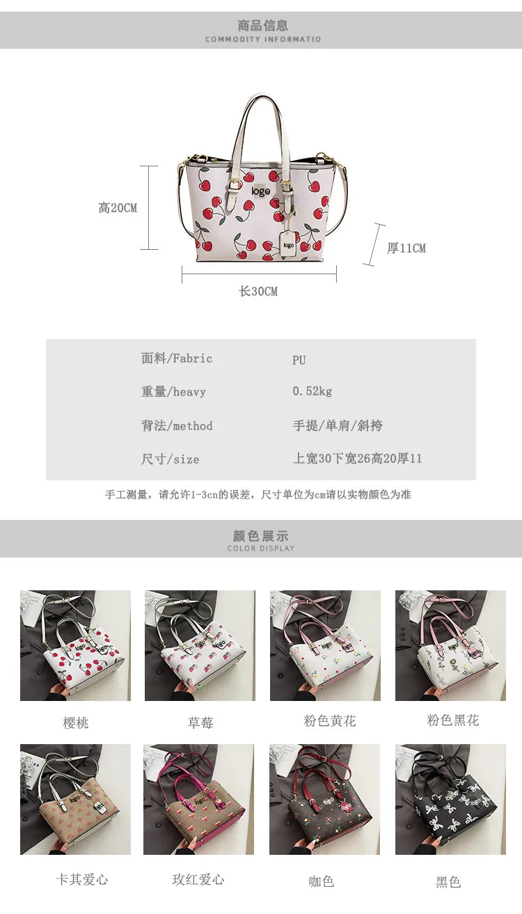 2025 Popular Classic Retro Tote Bag with Print, Shoulder Bag, Crossbody Bag, and Handheld Bag