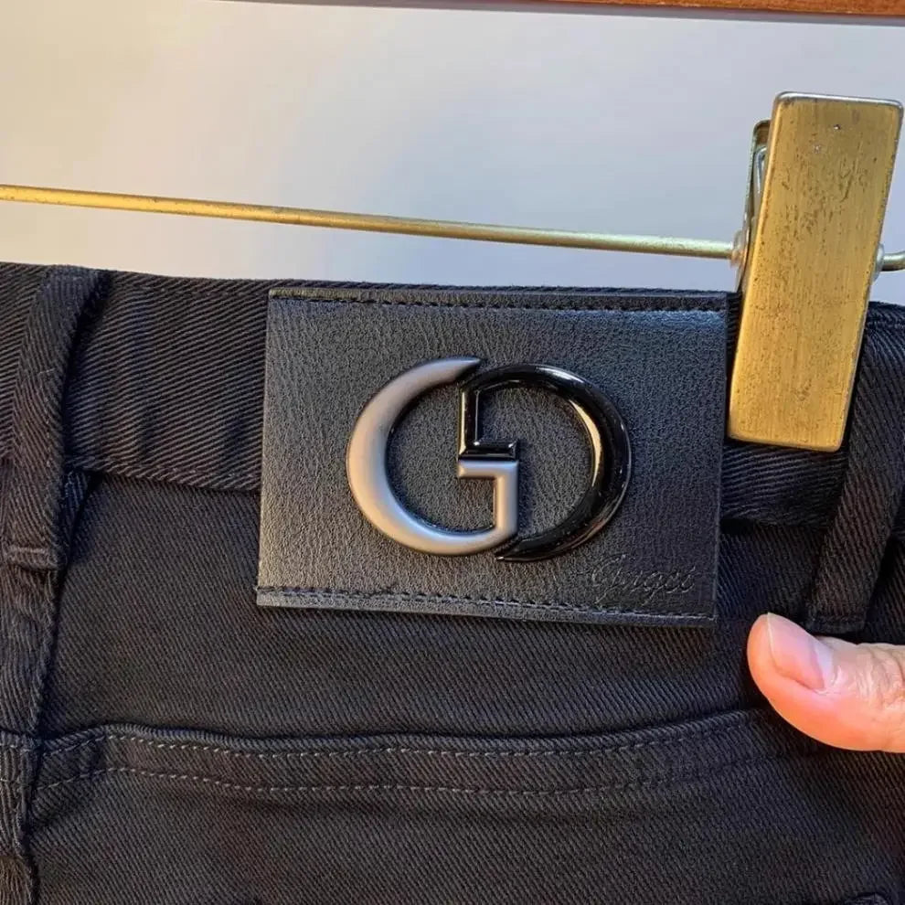 Spring Autumn Men's Elastic Slim Fit Casual Jeans Trendy Loose High End Brand Fashionable Long Trousers Popular Style