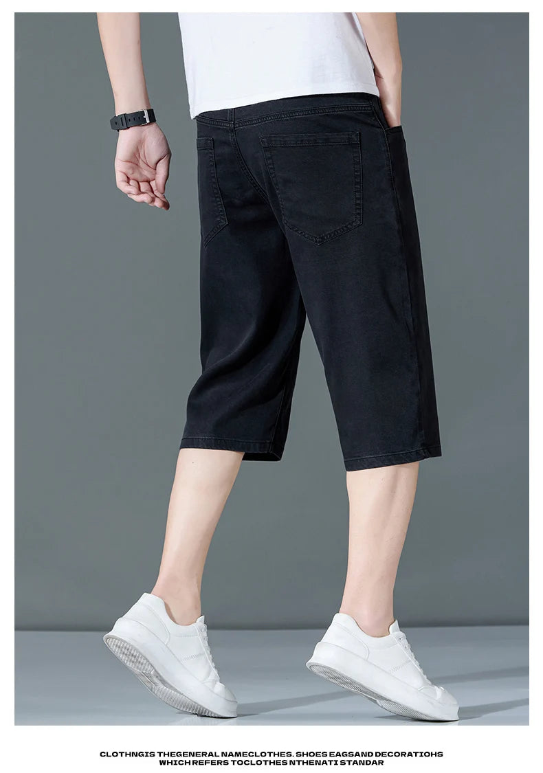 denim shorts, seven-point pants, new style, loose mid-length pants, casual, summer thin men's Troupers, men's jeans